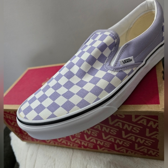 Vans Lavender and White Checkered Slip-Ons - Picture 6 of 6